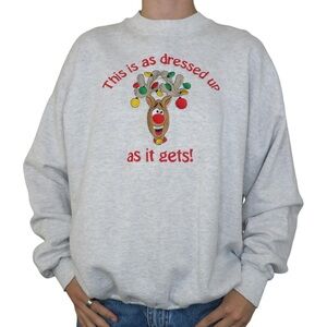 Vintage 90s Cheek-O Reindeer Embroidered Christmas Sweatshirt